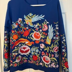 Floral Embroidered crew neck top